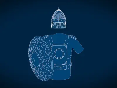 ARMOR knight with shield and helmet 3D model