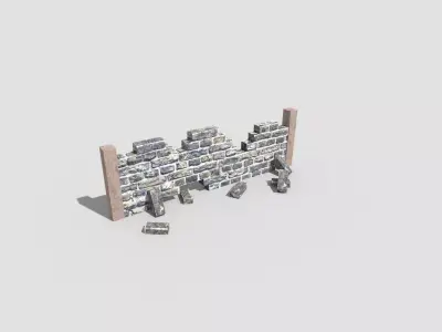low poly broken wall Low-poly 3D model buy