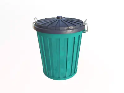 plastic trash bin  Low-poly 3D model