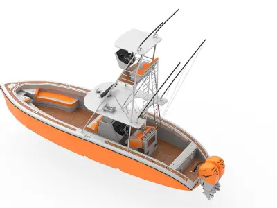Sport fishing boat Orange 3D model