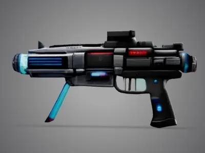 Futuristic Sci-Fi Laser Rifle Paint a sleek Low-poly 3D model