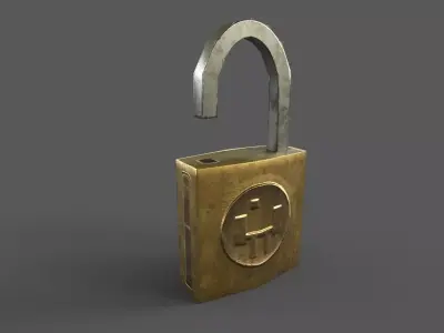 Padlock and chain ring Low-poly 3D model