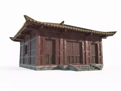 Asian ancient architecture single room 3D model