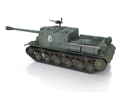 ISU-122S - 16 - Soviet Assault Gun 3D model