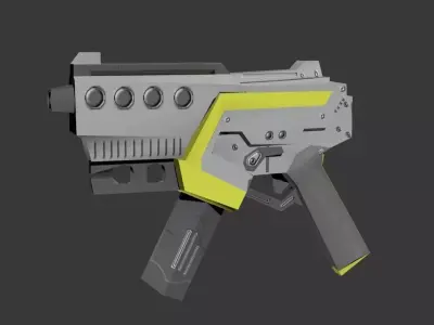 Low Poly  machine pistol Low-poly 3D model