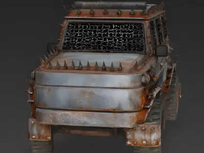 Post-Apocalyptic Armored SUV 3D Model Low-poly 3D model