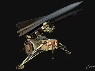 Low Poly PBR Missile Launcher Low-poly 3D model