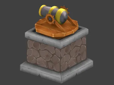 Cannon Tower low-poly 3D model Low-poly 3D model