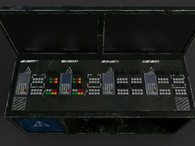 Control Panel with Monitor Low-poly 3D model