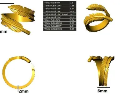 Leaf father antique ring  3D print model