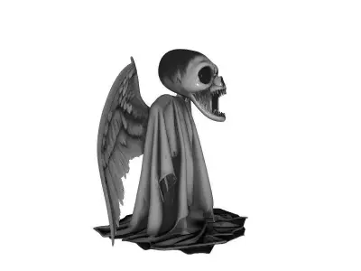 Halloween Skull in Ghost Dress with Angel Wings Figurine 3D print model