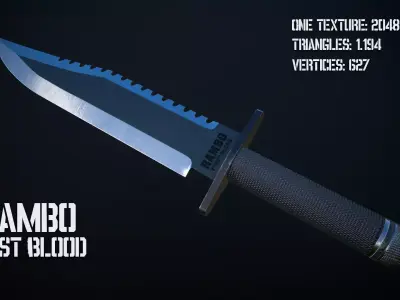 Rambo Knife Low-poly 3D model