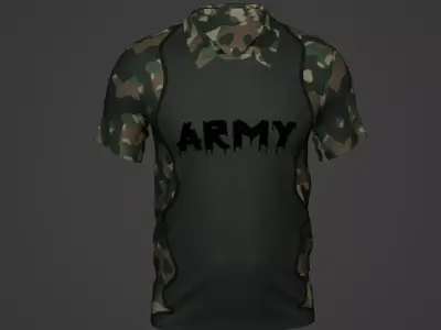 Military Soldier Clothing T-shirt Low-poly 3D model 90