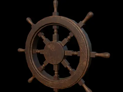 ship wooden wheel lowpoly gameasset Low-poly 3D model