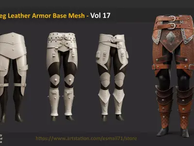 30 Leg Leather Armor Base Mesh - Vol 17 Low-poly 3D model