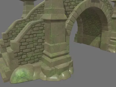 Medieval Bridge Cartoon 01 Low-poly 3D model
