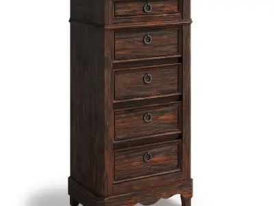 French Louis Philippe Style Carved Nightstand 3D model