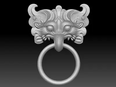 Ancient Chinese Bronze mythical beast Door Knocker high model  3D print model purchase
