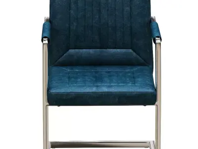 Dining chair leather and metal Low-poly 3D model