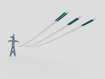 High Voltage Transmission Line Tower Tileable Low-poly 3D model