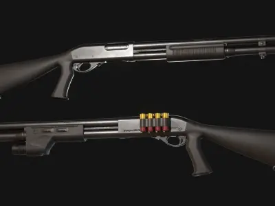 Remington 870 Police Magnum 12 Gauge Shotgun Pack - Game Asset Low-poly 3D model