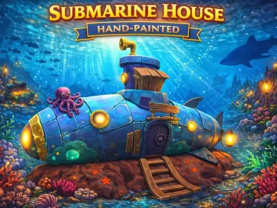Submarine House Hand-Painted Low-poly 3D model