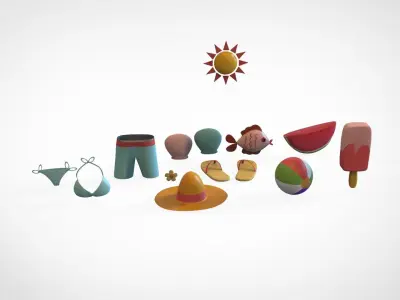 Summer Collection v001  Low-poly 3D model