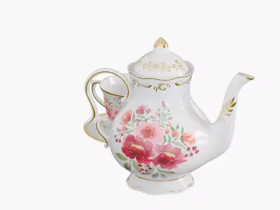 Vinatge teaset Low-poly 3D model