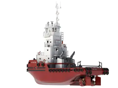 Articulated tug boat Red 3D model