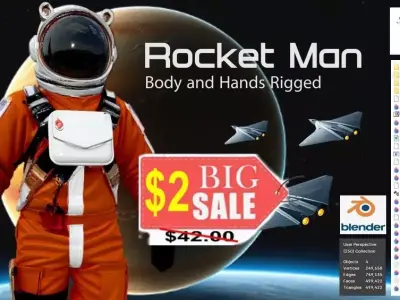 Rocket Man Body and Hands Rigged 3D Model 3D model