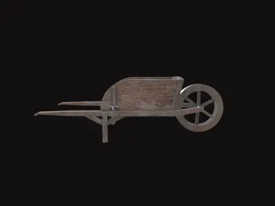 Medieval Brouette  Low-poly 3D model