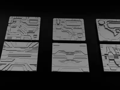 3D Pack Of SciFi Wall Panel 3D model