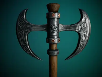 Stylized Cartoon Warrior Axe GameReady Free low-poly 3D model