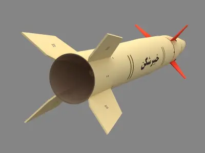 Kheibar Shekan-2 Iranian Ballistic Missile Low-poly 3D model