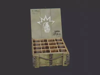 US Grenade Cache Crate Military Explosive Box Low-poly 3D model