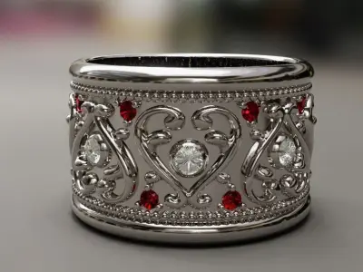 Gold silver ring with antique design ready to print 3D print model purchase