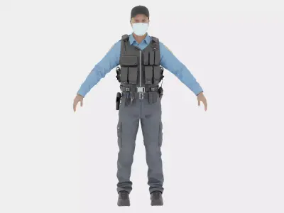 Police Male Fully  Rigged 3D Character Model 3D model
