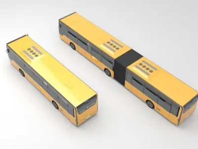 Low poly bus two buses 3D model