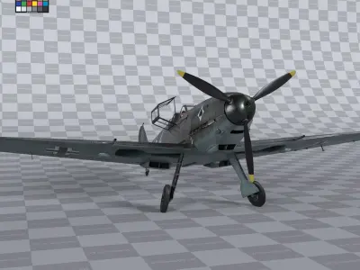 Messerschmitt BF109 German Fighter Airplane Grey V3 3D model