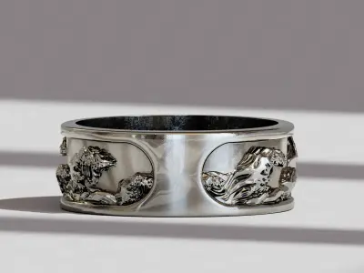 Great Wave of Kanagawa Ring for Men Japanese Hokusai Wave  3D print model