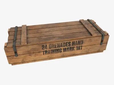 US WWII wooden crate Low-poly 3D model