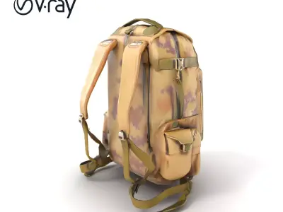 Tactical Hiking Camo Backpack model pack Low-poly 3D model