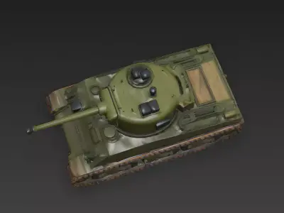 WWII Medium Tank Sherman Style 3D Model Low-poly 3D model