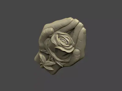 Hands and rose design 3D print model