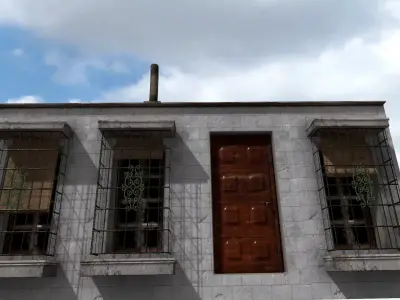 Old High-Quality 3D Colonial House Low-poly 3D model 6