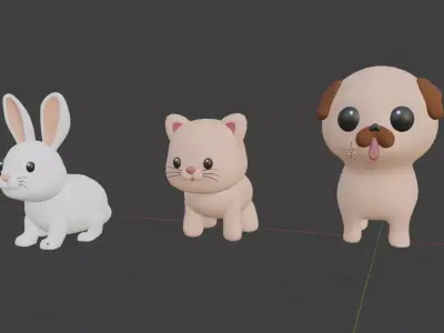 Cute Low Poly Pets Low-poly 3D model