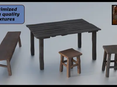Antique Asset Pack - 40 Items Blender and FBX  Free 3D model