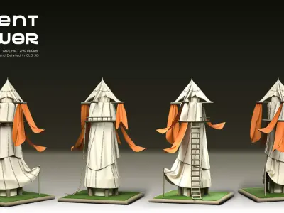 5 Stylized Tent Towers   Fantasy  Environment Pack Vol 1 3D model