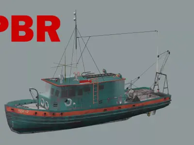 Old Fishing Boat BB Low Poly 3D Model Low-poly 3D model