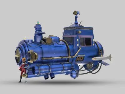 Spaceship steam locomotive 3D print model